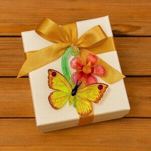 Ashton Drake Butterfly Glass Ornament VTG Collectible Hibiscus Haven Sun Catcher